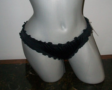 NWT Victoria Secret M Black Ruffle Cheeky Bikini Bottom