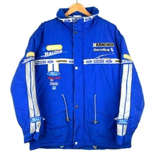V8 Supercars Ford Racing Windbreaker Jacket Mens L Blue Full Zip Fleece Lined