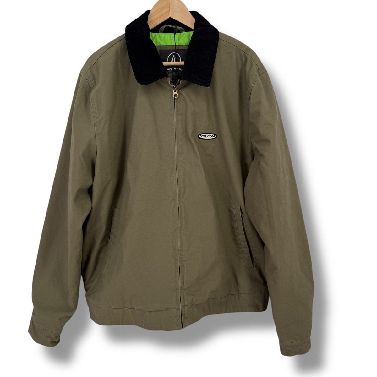 Volcom Voider Lined Jacket Men's Size XL Olive Green Corduroy