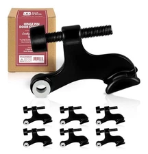 Jack N’ Drill Hinge Pin Door Stop (7 Pack) Convenient Door Stopper - Black