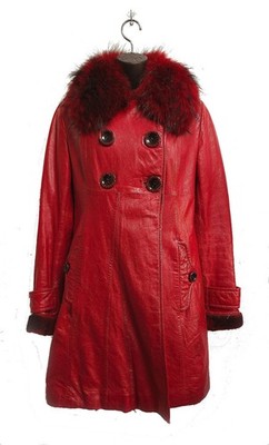 Ottimo Leather Coat Size XS IT 38 Genuine Shearling Lining Real Fur Collar