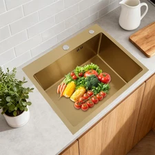 Modern Drop In Kitchen Sink 55*45cm Single Bowl 304 Stainless Steel Kitchen Sink