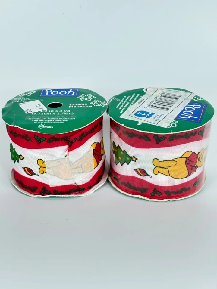 NEW Vintage Winnie the Pooh Christmas Ribbon Gift Wrapping 2000 2- 2.25"x3 yards - Image 2 of 4