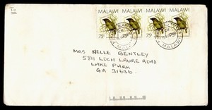 DR WHO 1996 MALAWI BIRD BLANTYRE TO USA R77304