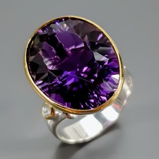 Jewelry ring 28 ct Natural Amethyst Ring 925 Sterling Silver Size 7 /R430334