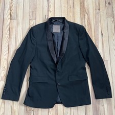 Zara Man Black Shawl Collar Tuxedo Blazer Jacket Sz 44 Preppy Suit Formal Coat