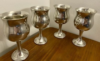 Set Of 4 Sheffield English Pewter Goblets 6 Oz