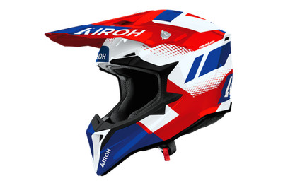 HELM AIROH WRAAAP VISION ROT BLAU GLÄNZEND CROSS ENDURO OFFROAD MX
