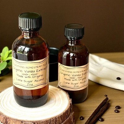 2oz Organic Vanilla Extract Cane Sugar Alcohol Extraction all Natural
