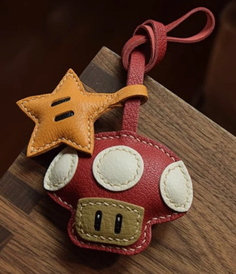 Multicolored Mushroom & Star. Bag Charm