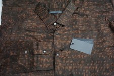 John Varvatos Terra Brown Cotton Long Sleeved Pearl Button Up Shirt M Brand New