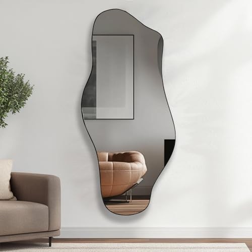 Irregular Wall Mirror,47.2"x21" Inch Wave Mirror,Large Frameless Asymmetrical - Picture 8 of 8