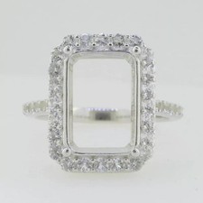 14x10MM Emerald Cut Semi Mount Ring 925 Sterling Silver Cocktail Wedding Ring