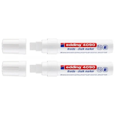[4-4090049-2] Edding Lot de 2 Marqueurs Craie Liquide 4090 Blanc Large 4-15 mm - Photo 1/4