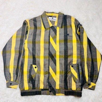 Vintage Pierre Balmain Jacket Retro Plaid Slub Textured Zip Up Oversized Mens