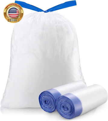 Trash Bags 6 Gallons Drawstring Garbage Bags 60 Count for Office, Living Room, K
