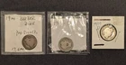 Lot of 3 US Barber Dimes - 1900, 1908-D, 1910 D - 90% Silver
