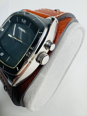 Fossil Big Tic Quartz Men's Watch Brown Band Blue Dial Fossil Big Tic Quartz Men's Watch Brown Band Blue Dial