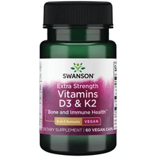 Swanson Extra Strength D3 & K2 - 5,000 Iu & 100 mcg 60 Vegan Caps