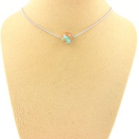 Halskette 1 Perle Jaspis Blau Orange 8 Mm. Kette Stahl Inoxydable. Halskette Fem