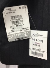 Stafford Sport Coat Mens 44L Charcoal Gray Blazer 100 Worsted Wool Jacket