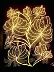 Flowers Pen Art Print - 10x14", gold and black
