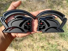 Red Eye Reaper Emblem Badge Set Matte Black Custom New