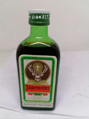 Jägermeisterflasche 0,1l ca. 1973 Kommanditgesellschaft gefüllt