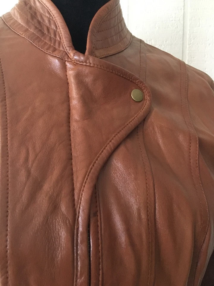 CHAQUETA DE CUERO NAPA SUAVE AUSTRALIANA NATURAL EMU NUEVA CON ETIQUETAS Talla L Foto 3 de 4