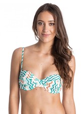 NWT Roxy Women's Shades of Summer Underwire Bandeau Bikini Top Green Medium