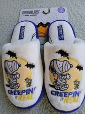 Snoopy as Mummy Women's Small size 5-6 Halloween Scuff Slippers