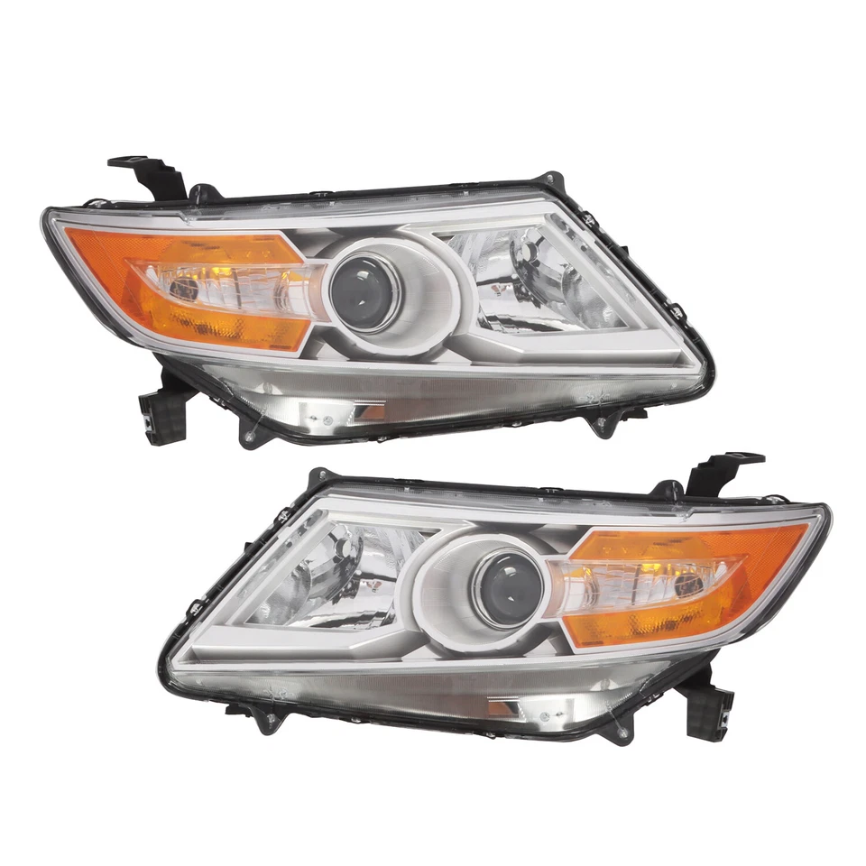 For 2011-2017 Honda Odyssey Black Housing Amber Corner Headlights Pair L+R - Imagem 4 de 4