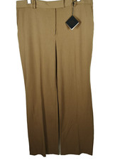New Brooks Brothers Women's Pants Size 14 CAROLINE FIT Beige Flat Front Wide Leg
