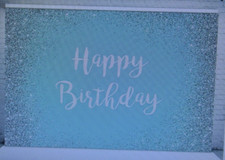 Mehofond Glitter Silver  Turquoise Photo Backdrop 7' x 5' Happy Birthday