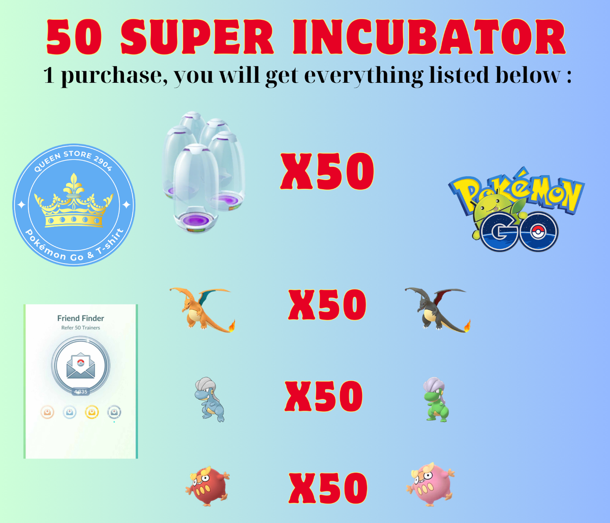 Pokémon Go – 100 Super Incubators – Fast Delivery, Completed Same Day (Android)