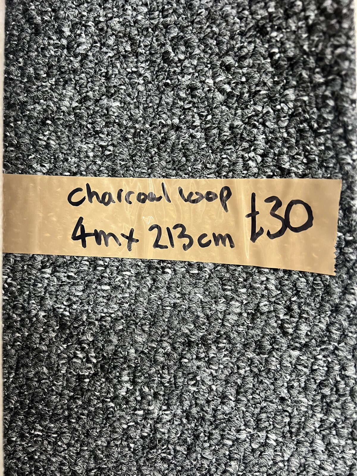 Cheap Carpet remnant Charcoal Loop Felt Back 4m x 213cm £30 brand new