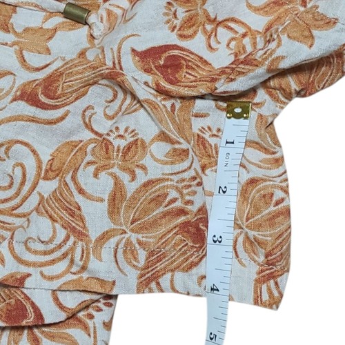 Anthropologie Jolene Linen Bird Floral Boho Pull On Drawstring Orange Shorts L - Picture 11 of 14