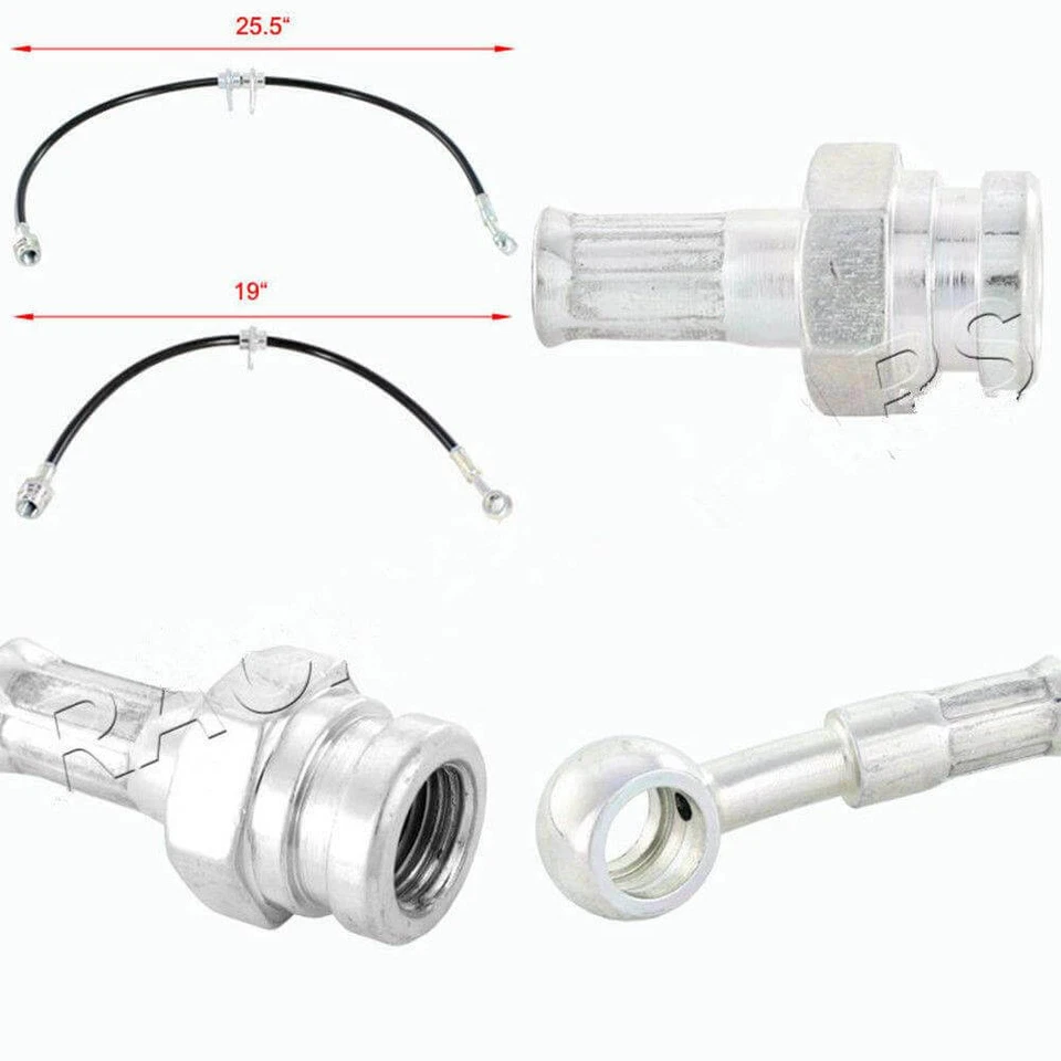 Fit Acura Integra 94-97 Honda Civic 92-95 Front Rear Stainless Brake Line Silver - Image 3 of 3