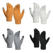 Men Crochet Gloves Full Finger Winter Touch Screen Knitted Driving Warm Gloves