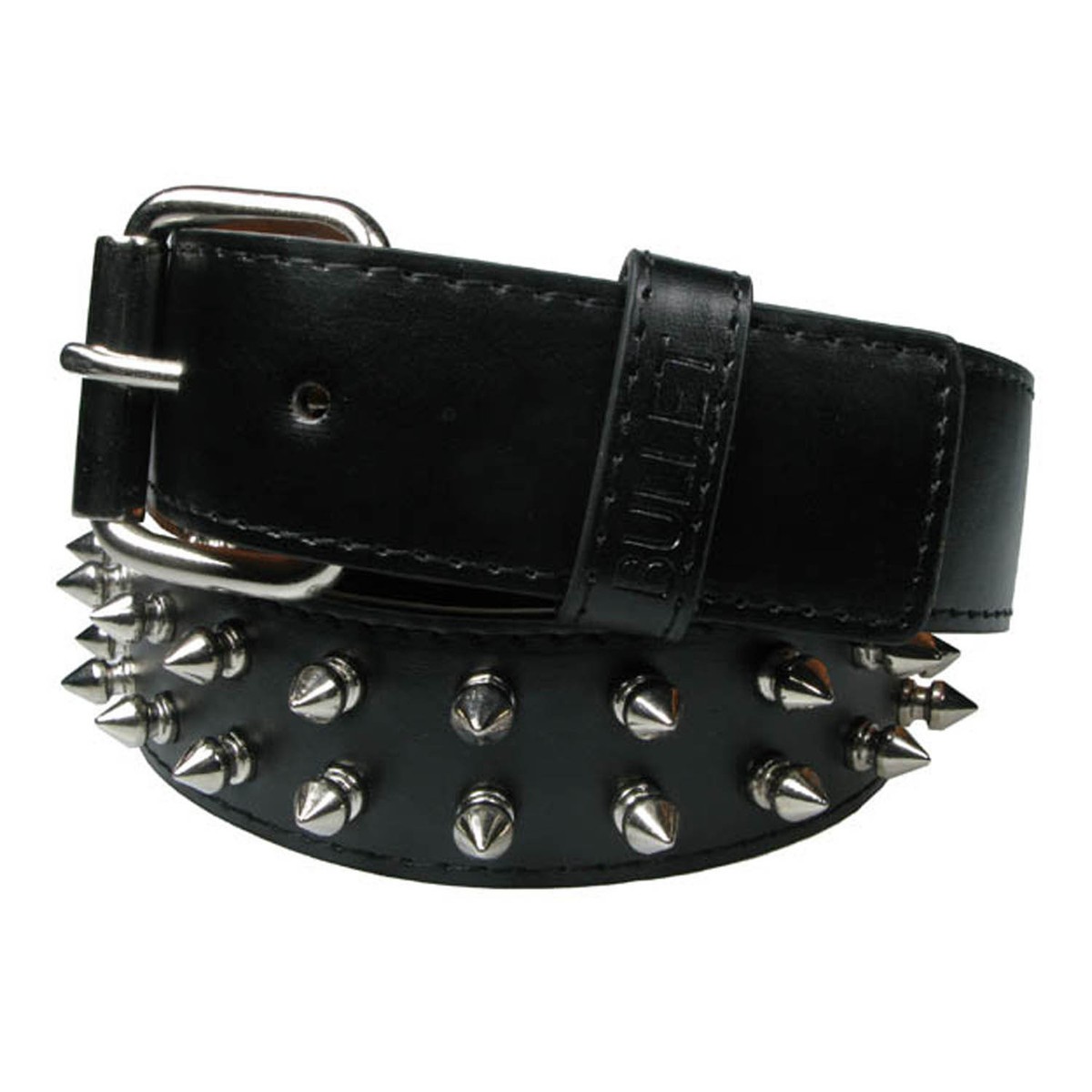 Mens Cheap 38mm 2 Row Spike Studded With Removable Buckle Belt