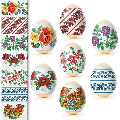 Easter Egg Wraps Embroidery Flowers Heat Shrink Sleeves Decoration Pysanka - Image 1 of 1
