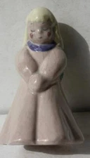 Angel Figurine Kay Finch California Pottery Pink Blue Bowing Eyes Closed Angel -