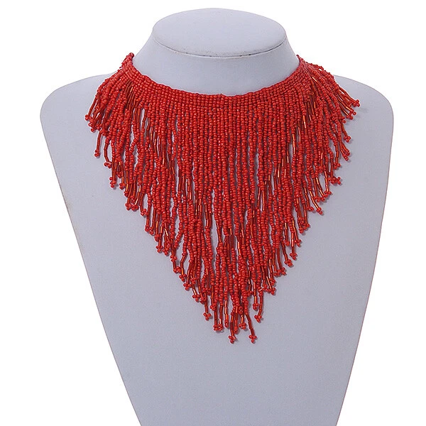 Red fringe best sale necklace