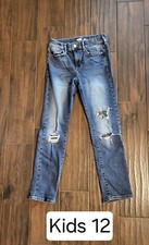 Youth Boys Old Navy Karate Built-In Flex Max Slim Blue Jeans Size 12 Distressed