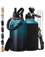 64oz Half Gallon Insulated Water Bottle - Leak Proof Stainless Steel Water Jug 