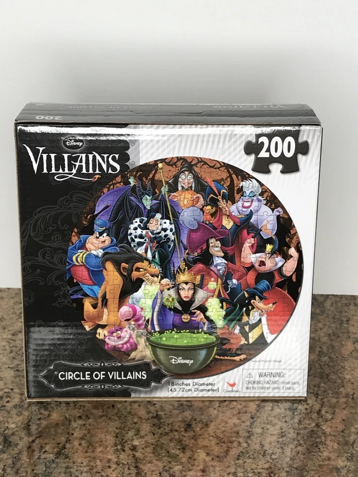 Disney Villains Lot Of 2 Puzzles 200 Piece Circle Of Villains & Mega New - Image 3 of 4