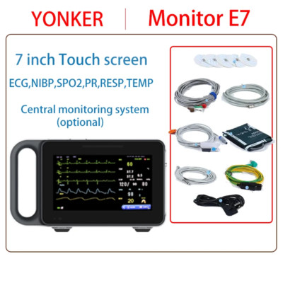7 inch Touch screen portable ECG/NIBP/PR/SPO2/RESP/TEMP6-parameter monitor