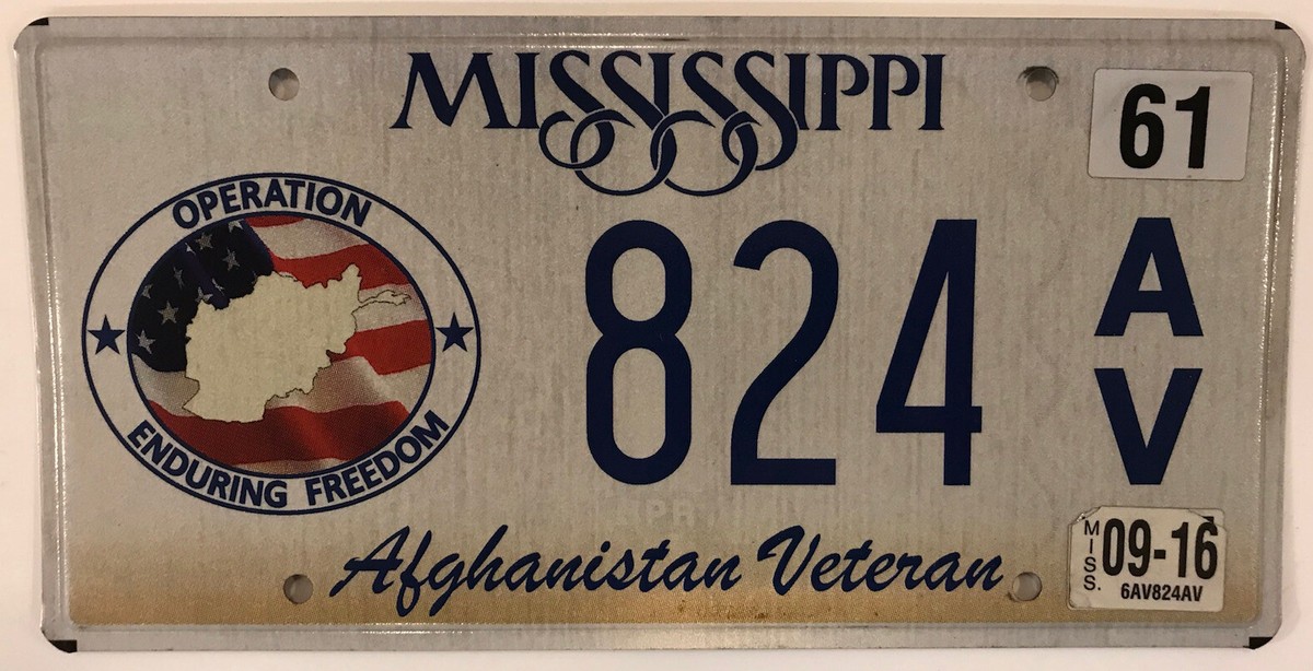 OPERATION ENDURING FREEDOM AFGHAN WAR VET license plate 824