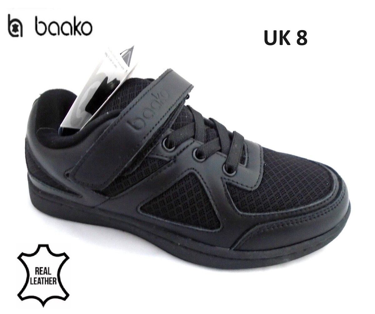 Boys School Shoes Leather New Trainers Kids Black Infants Touch