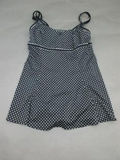 Longitude Size 10 Womens Black Polka Dot Padded One Piece Swimsuit 3P